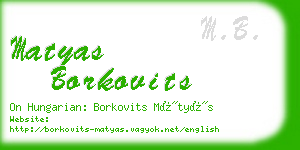 matyas borkovits business card